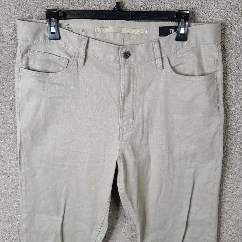 Banana Republic Pants Mens 33x30 Beige Slim Fit Linen Blend 5 Pocket Chino